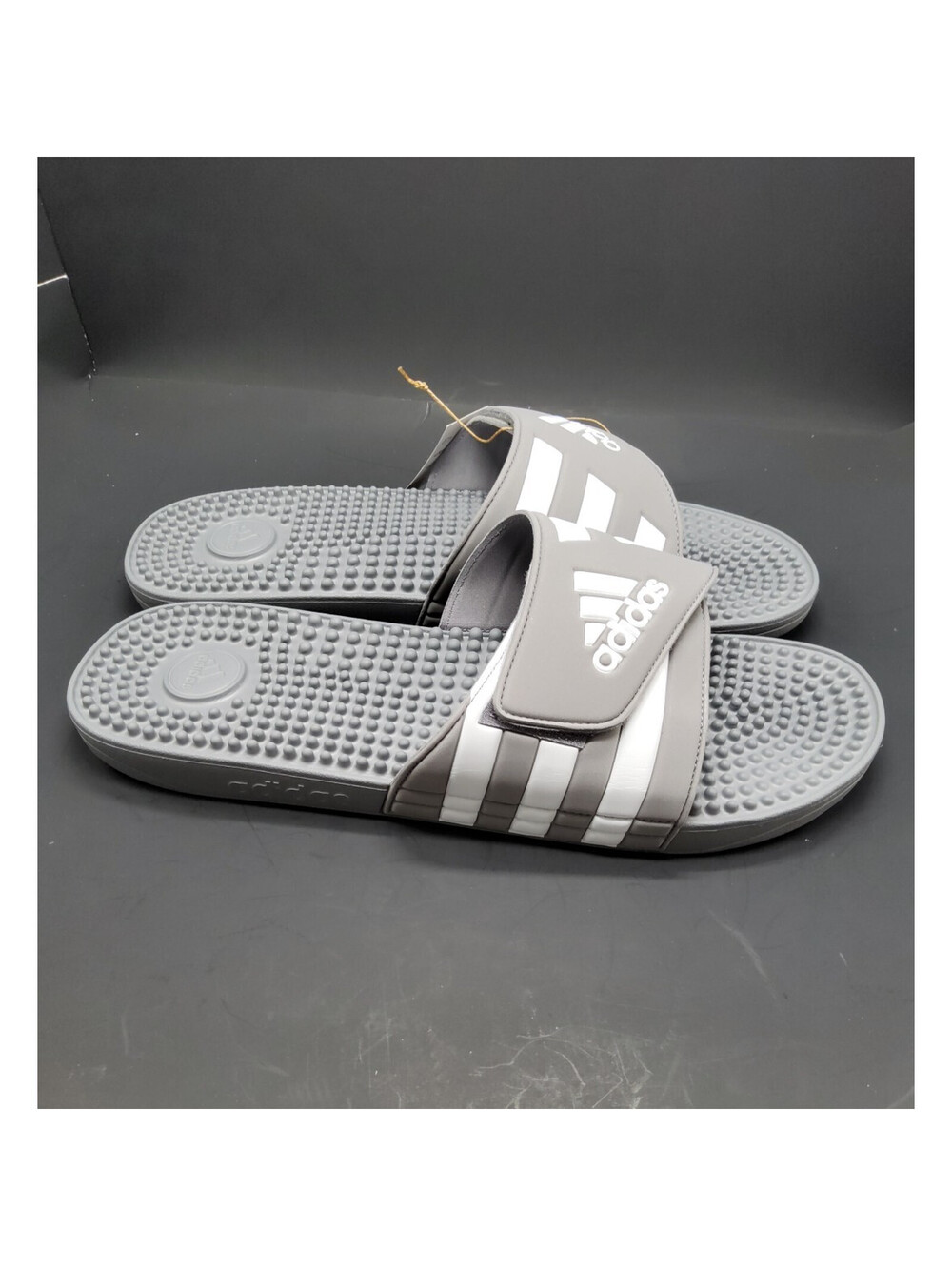 NEW Adidas Men's Adissage Grey Comfort Slip On Slides Sandals Size 18 - Picture 6 of 10